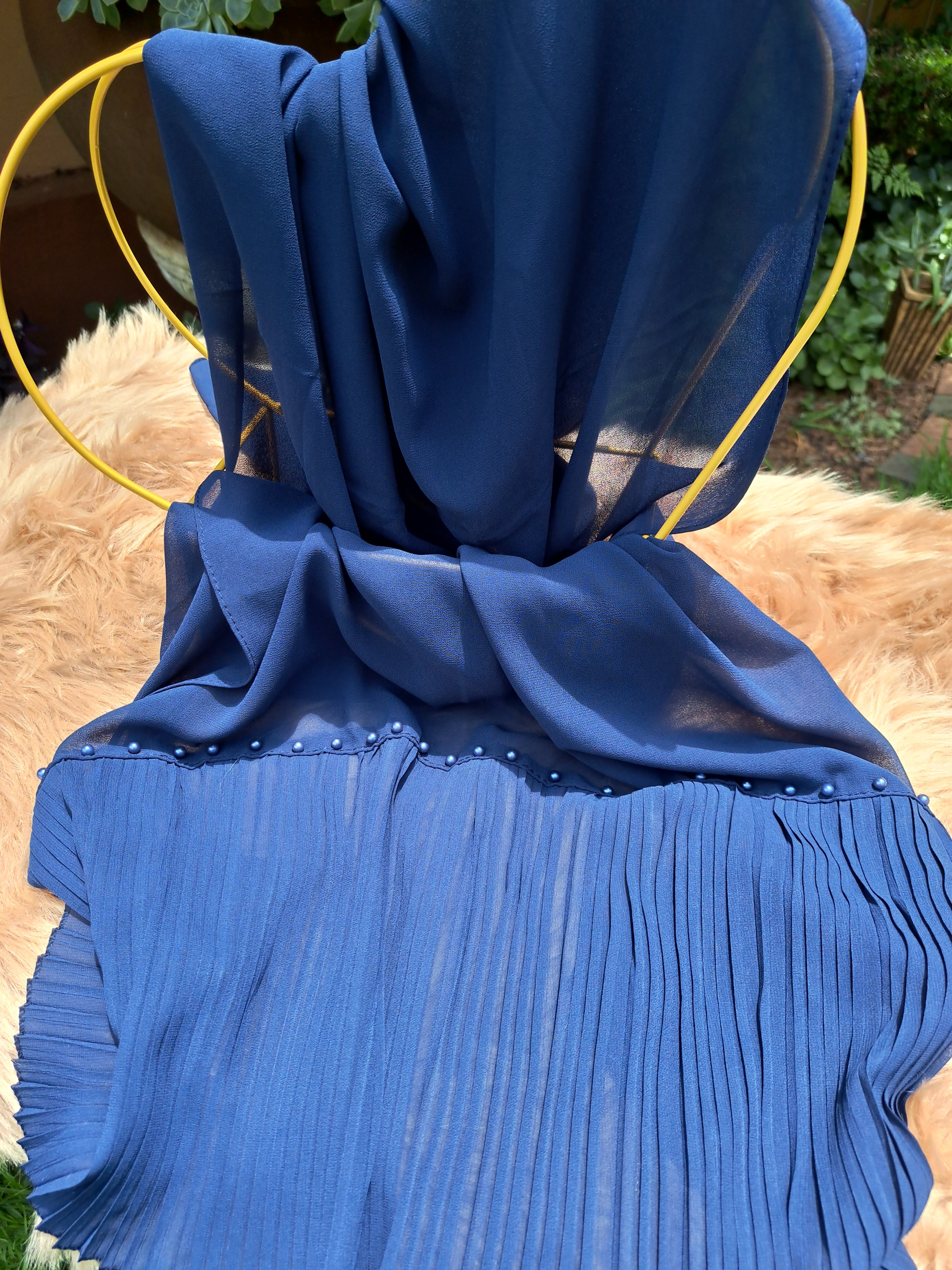 Half Pleated with Pearl's - Royal Blue