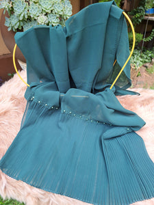 Half Pleated with Pearl's- Emerald Green