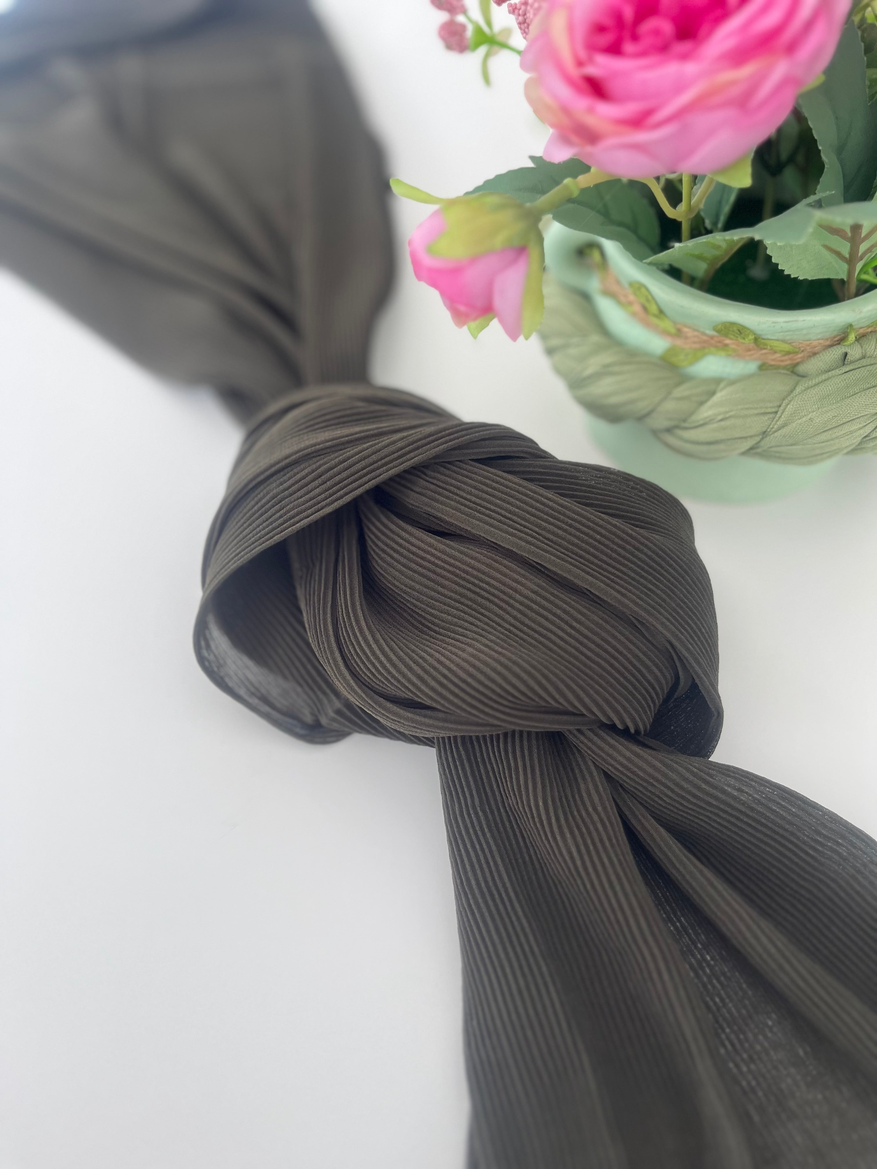 Ribbed Chiffon -Army Green
