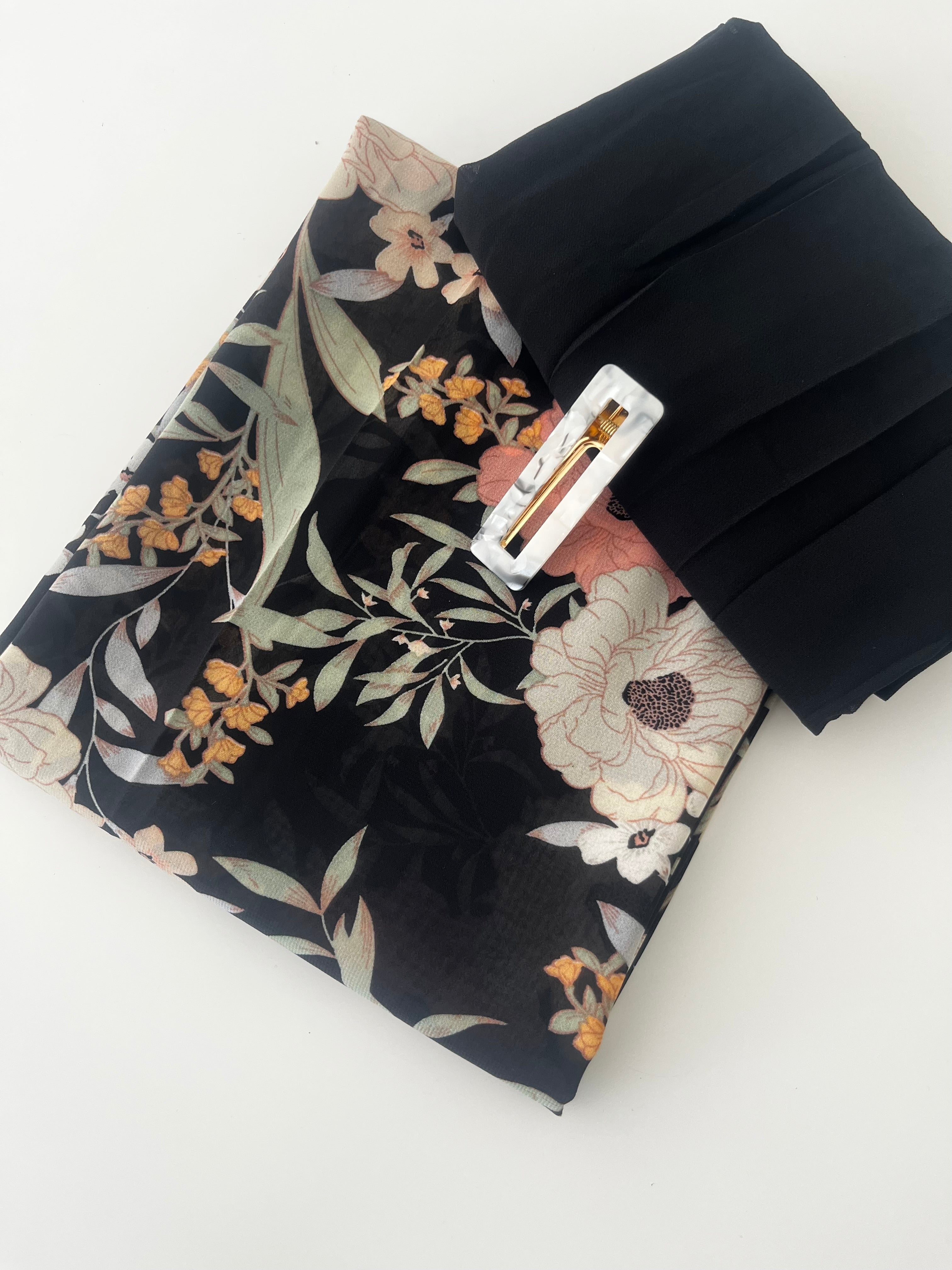 Floral Chiffon, Premium Chiffon with clips in an organza bag