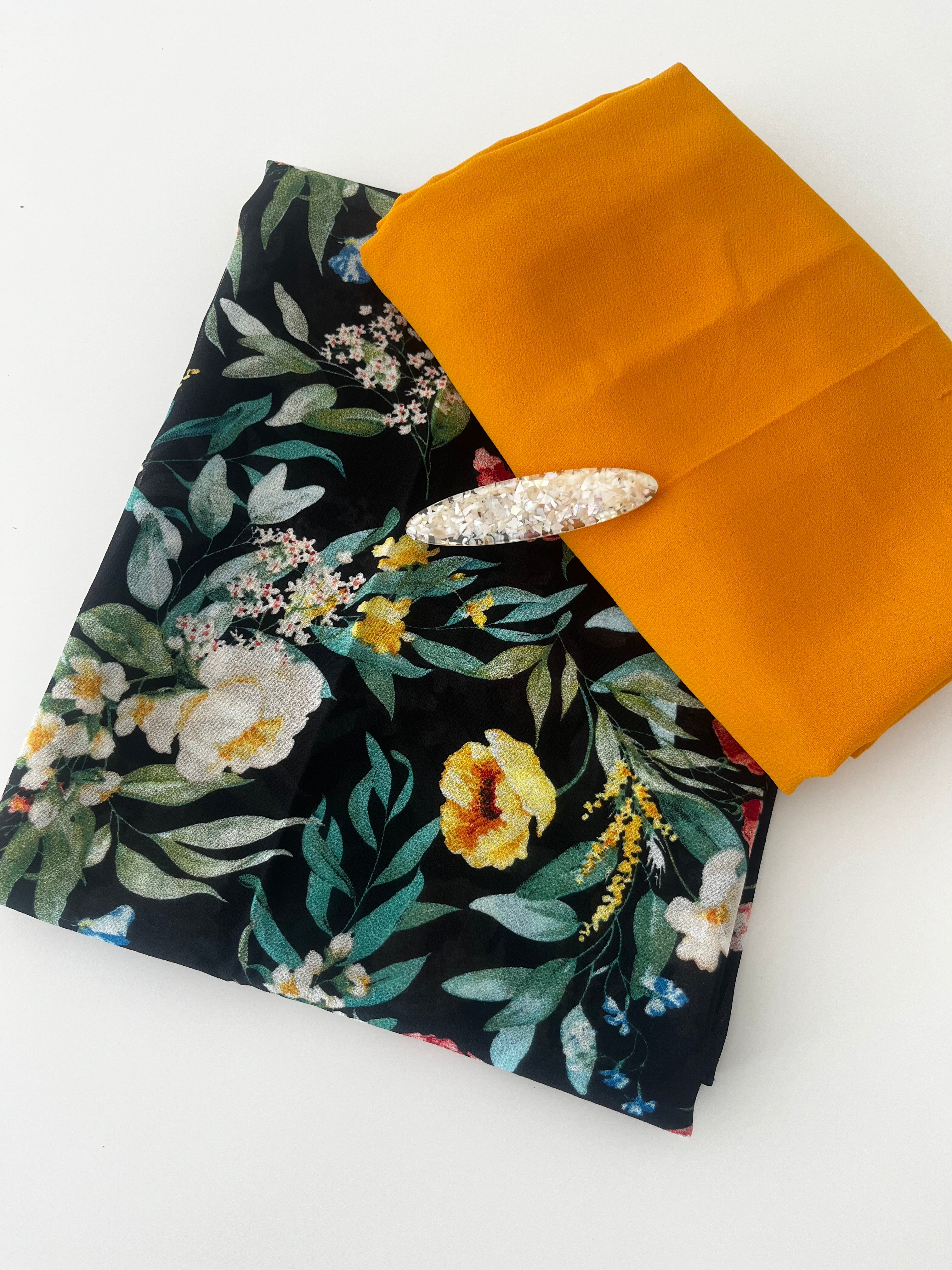 Floral Chiffon, Premium Chiffon with clips in an organza bag