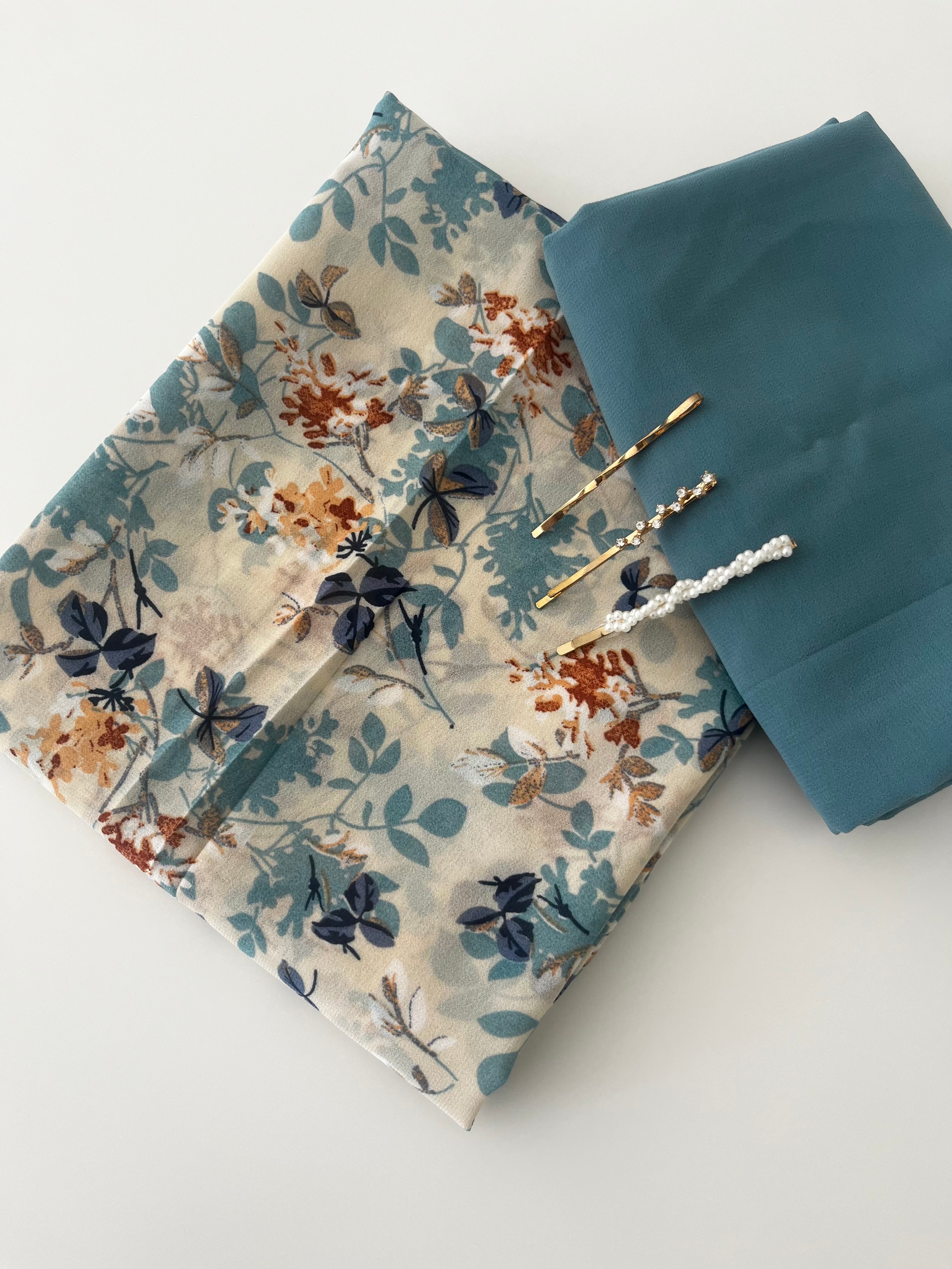 Floral Chiffon, Premium Chiffon with clips in an organza bag