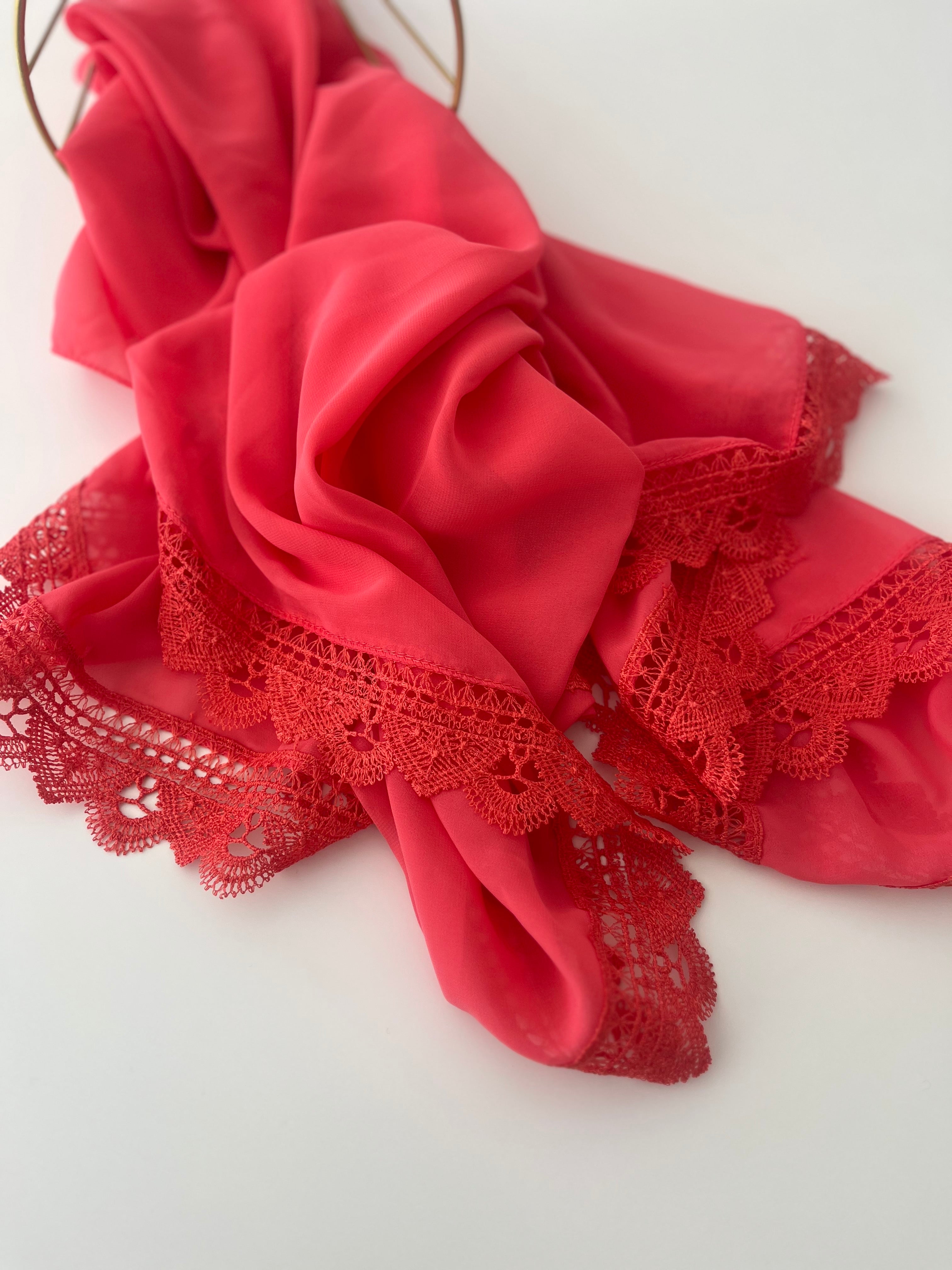 Chiffon with Lace edging