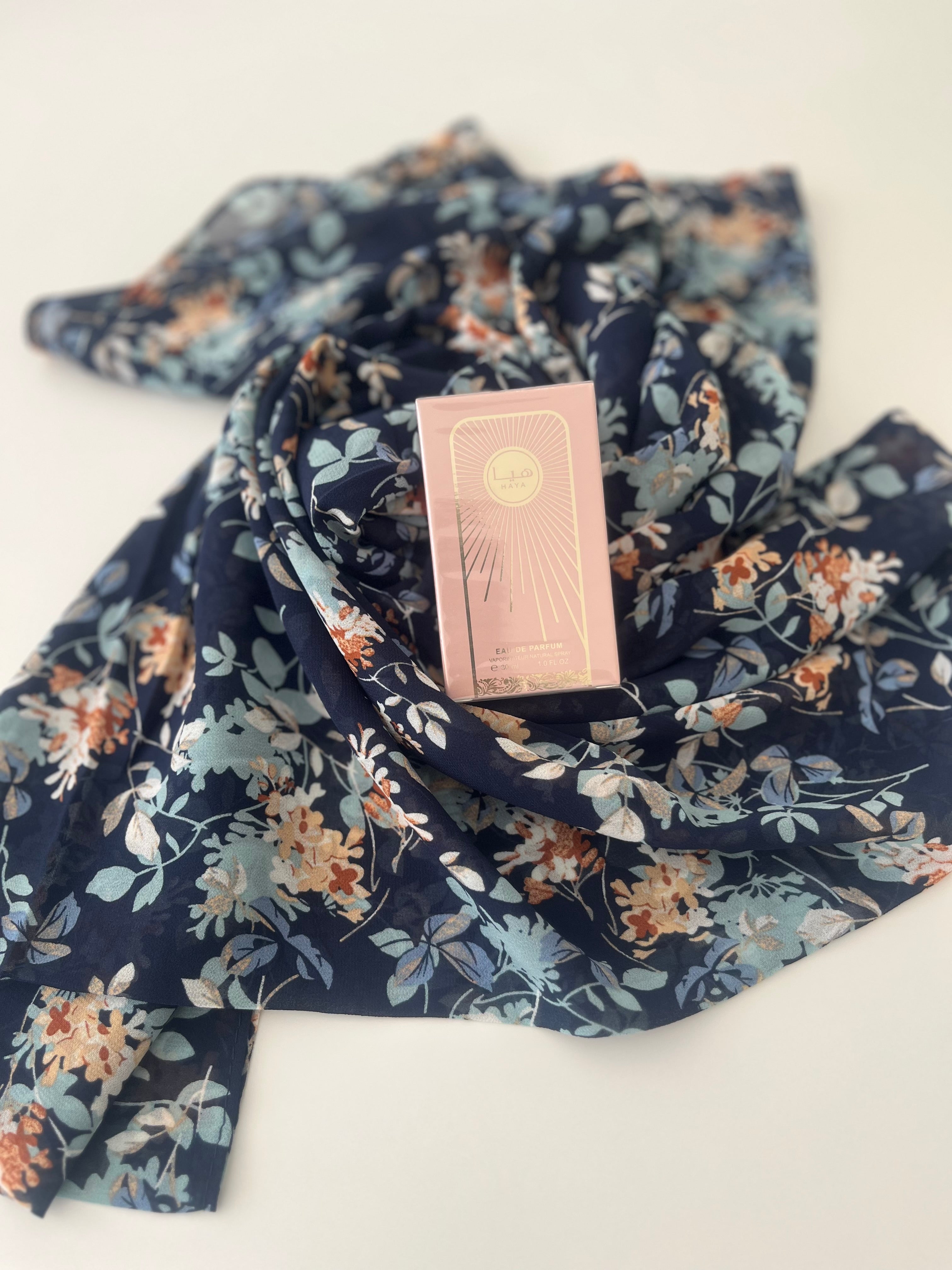 Floral Chiffon and perfume in an organza bag