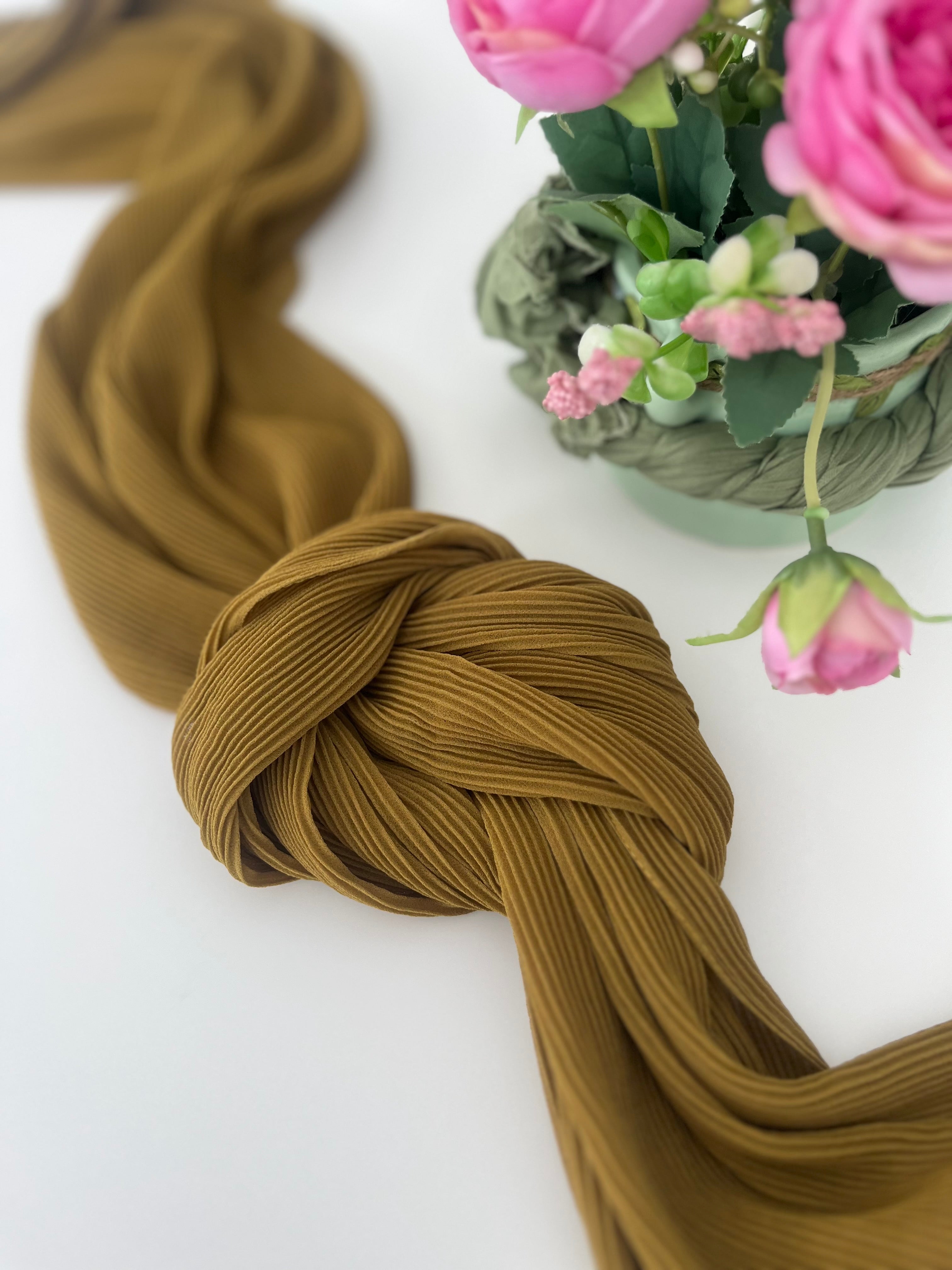 Ribbed Chiffon - Olive Green