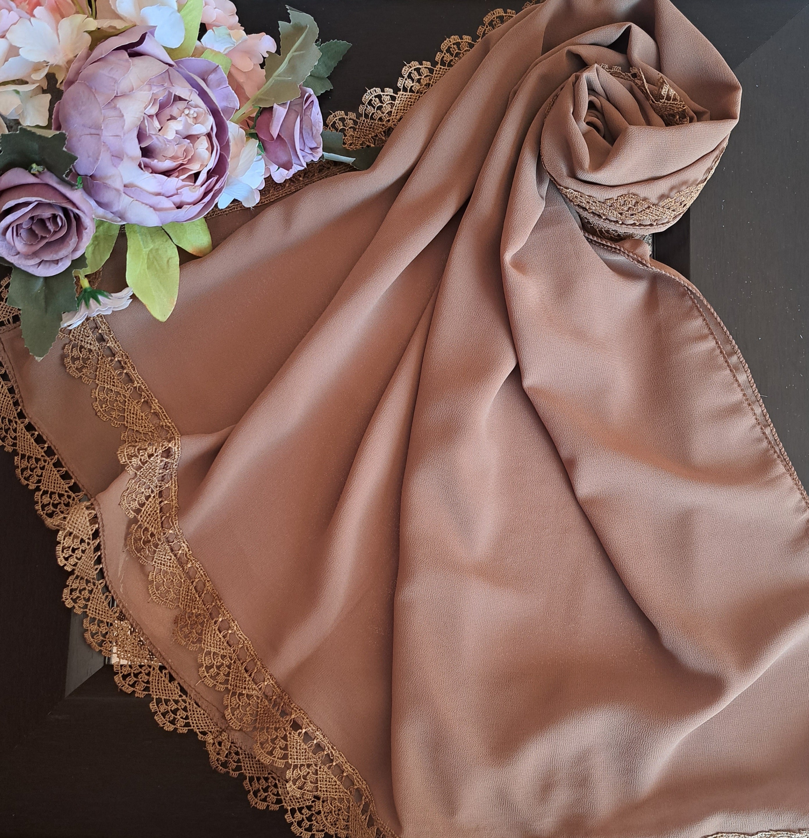 Turkish Chiffon Lace Edging - Mocha