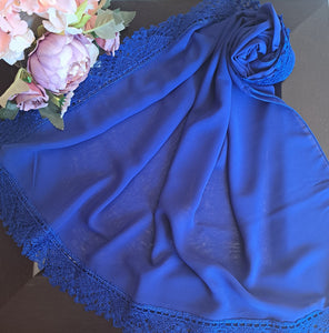 Turkish Chiffon Lace Edging - Royal Blue