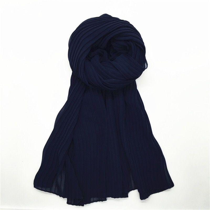 Pleated Chiffon - Navy