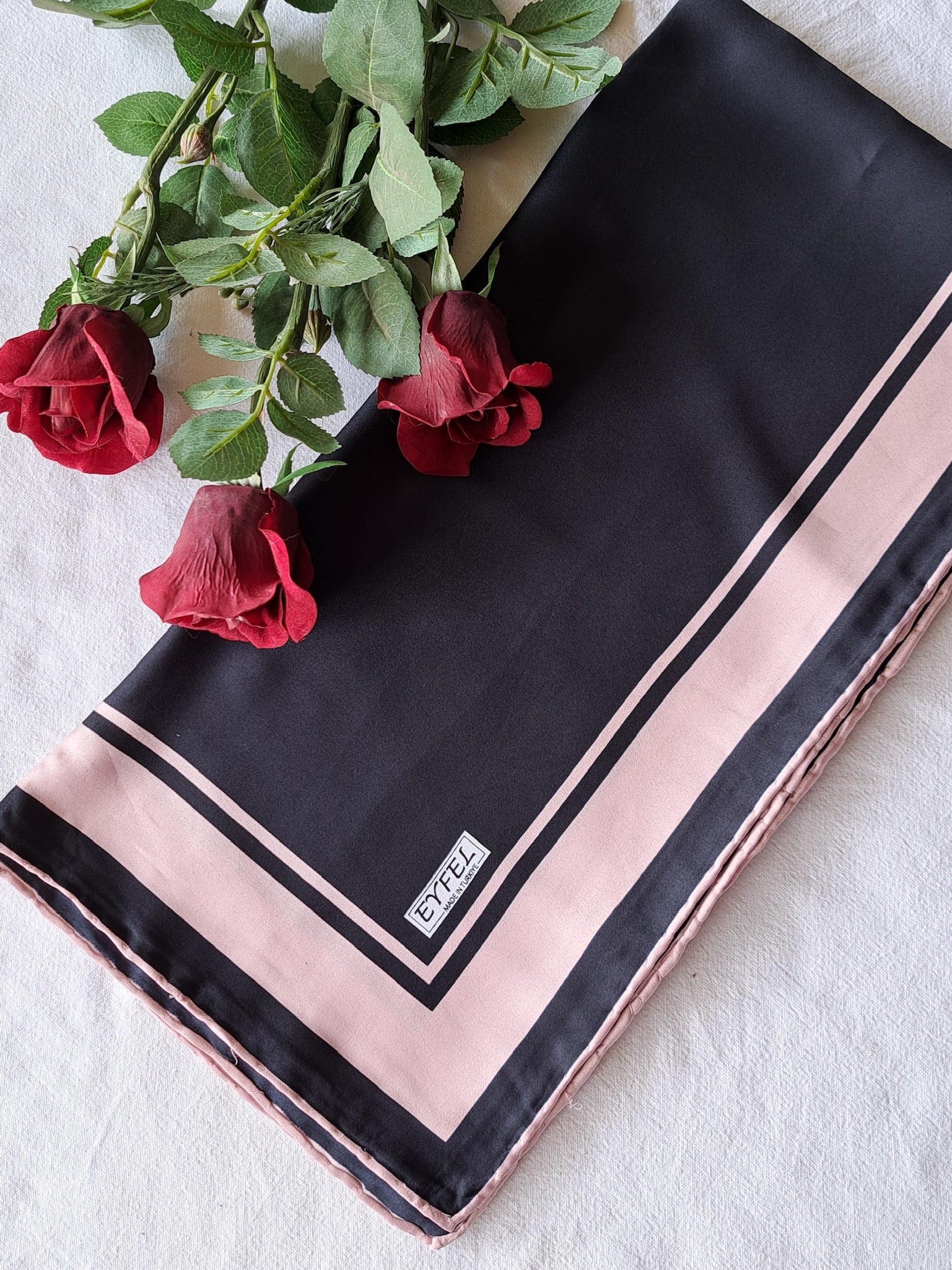 Satin Square - Black & Pink